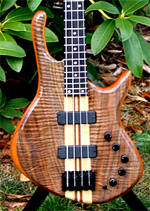 Bastogne Walnut Top 4 String Bass Guitar by Emmett Casey - USA ecasey88@gmail.com