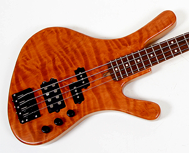 Curly Redwood 4 string bass by Artisan Bass Works www.artisanbassworks.com USA