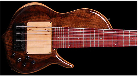 7 string Claro Walnut Bass by  Barcus Basses barcusbasses.com USA