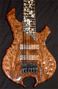 Amazing Crotch Feather Walnut Top & Back Bass by Stambaugh Designs  www.stambaughdesigns.com  USA